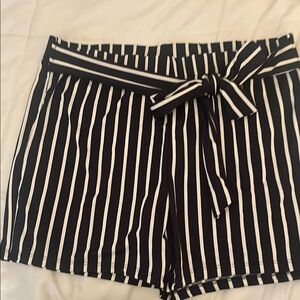Ashley Blue High Waist Black and White Striped Shorts